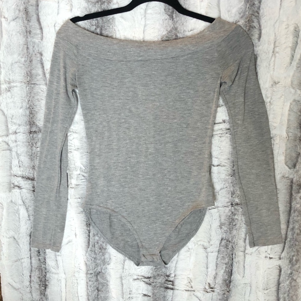 Boohoo Long Sleeve Grey Bodysuit